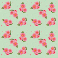 vector floral pattern with flowers, illustration on green background. spring flower design, cherry blossom