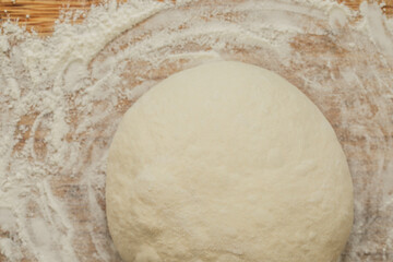 shaping sourdough bread dough into round, boule on floured board