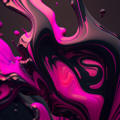 purple pink black 3d abstract liquid fluid waves modern background created with generative AI