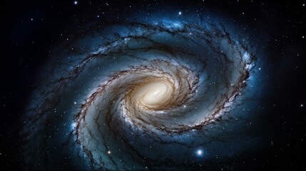 A spiral galaxy with a bright center Generative AI