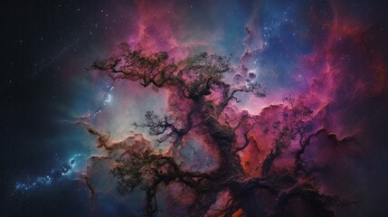 Fototapeta na wymiar A nebula with vibrant pink and purple hues Generative AI