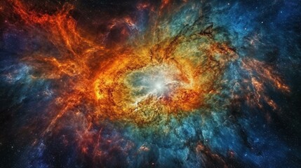 Obraz na płótnie Canvas A galaxy collision with a burst of colorful energy Generative AI