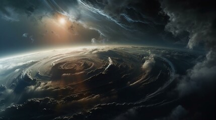 A planet with a dense atmosphere and swirling clouds Generative AI - obrazy, fototapety, plakaty
