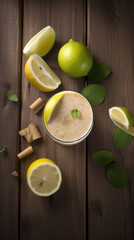 A Lemon Smoothie in a Rustic Setting