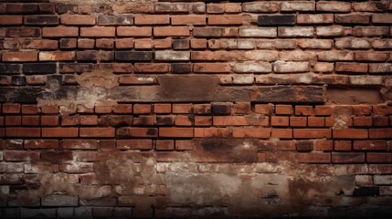 Weathered Brick Wall Texture Background Rustic Vintage Surface Generative AI	