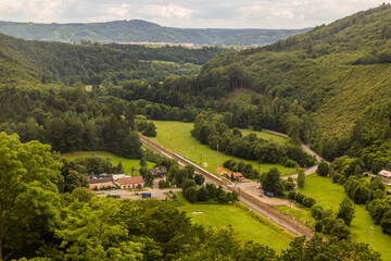 Fototapeta na wymiar Aerial view of Lansperk train stop, Czech Republic