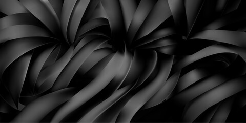 Background of black silk or paper ribbons