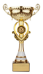Golden trophy cup isolated on transparent background