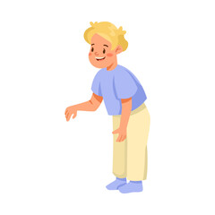 Little Boy Standing and Listening to Fairytale Vector Illustration