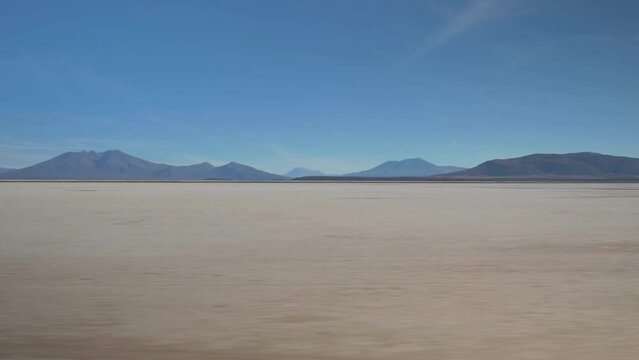 Full speed roadtrip on the salt desert of Salar de Uyuni, Bolivia