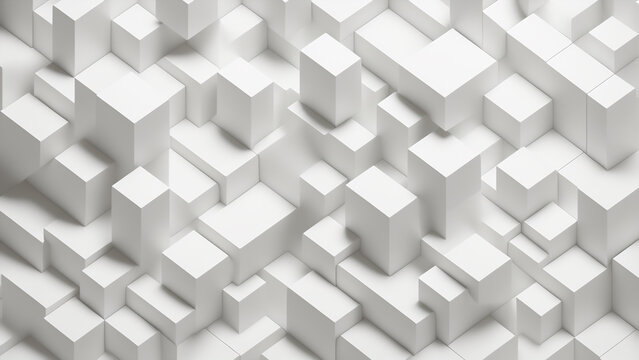 ポリゴン 白 3D 俯瞰 斜め 四角 幾何学 パターン 背景 © sunafe
