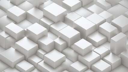 Fototapeta premium ポリゴン 白 3D 俯瞰 斜め 四角 幾何学 パターン 背景