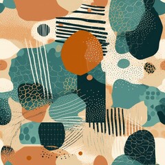 Diverse, Versatile Seamless Pattern: Organic Elements, Textures, Balanced Composition, Detailed, Abstract Features - Generative AI