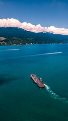 Ilha Oceano Atlântico Paisagem Ilhabela São Paulo MSC Cruzeiro Navio Cargueiro Porto São...