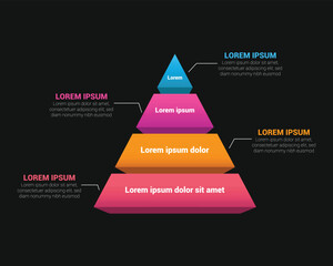 Pyramid Infographic, funnel pyramid business infographic with 4 charts. Template can be edited, recolored, editable. EPS Vector	
