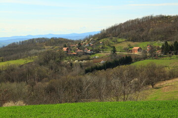 View of the valley of the mountains at spring . Serbia