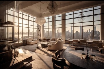 Opulent New York Penthouse: Luxury Living at Its Finest. Generative AI - obrazy, fototapety, plakaty