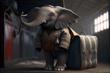 elephant dressed in a pilot form