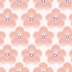 Vector Retro Vintage Japanese Style Abstract Cherry Blossom, Sakura or Classic Floral Seamless Surface Pattern for Products, Fabric or Wrapping Paper Prints. Pastel or Watercolor Drawing Effect.