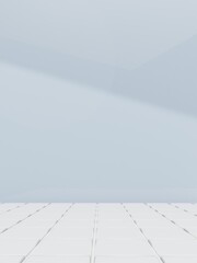 3D Rendering Bathroom or Kitchen Pastel Tiles under Sunlight Background for Toiletries or Kitchenware Product Display