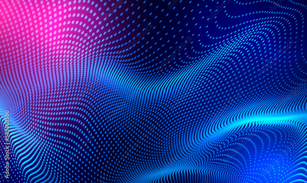 Poster abstract gradient 3d wave of big data particles digital technology background futuristic vector illu
