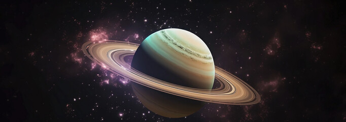 Fototapeta na wymiar Saturn in space, rings. Space abstract panorama. Generative AI