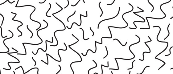 Black scribble line pattern on white background. Hand drawn lines pattern for backdrop design and wallpaper template. Simple classic lines with repeat texture. Lines background, vector illustration