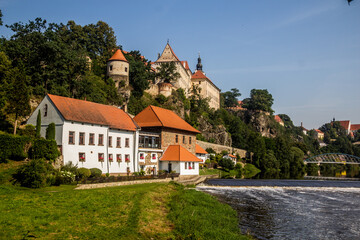 View of Bechyne town and Luznice river, Czech Republic