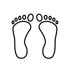 Foot print icon. Outline black on white Naked foot print simple icon vector. Flat design style stock vector illustration of foot.