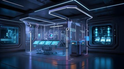 Futuristic Room with machines
