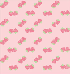 seamless pattern with pink strawberries