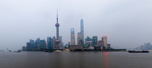 Fototapeta premium Skyline of Pudong in Shanghai, China