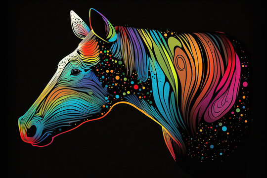 Colorful Tapir Pop Art Vector Style Only Black Background Generative Ai Digital Illustration Part#040423