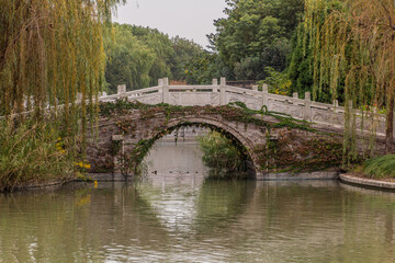 Naklejka na ściany i meble Bridge in ancient Luzhi water town, Jiangsu province, China