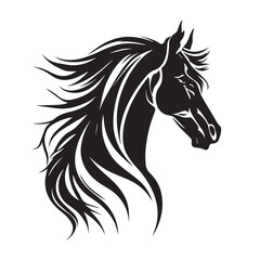 Obraz na płótnie Canvas Beautiful head face mascot of horse stallion. black white line art vector illustration