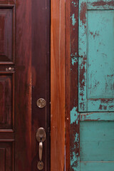 Grungy wooden faded door texture.. Vertical background