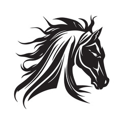Beautiful head face mascot of horse stallion. black white line art vector illustration