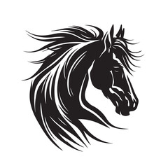 Beautiful head face mascot of horse stallion. black white line art vector illustration