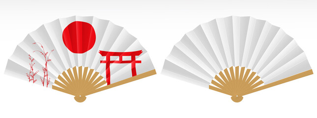 folding fan cherry blossom isolated - 