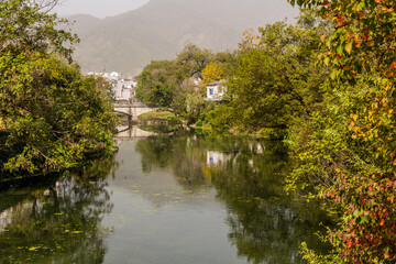 Fototapeta na wymiar River near Hongcun village, Anhui province, China
