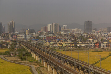 Fototapeta na wymiar Railways in Yangxin city, Hubei province, China