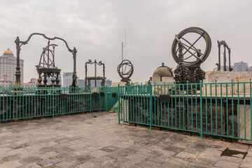 BEIJING, CHINA - OCTOBER 17, 2019: Various astronomical instruments at the Ancient Observatory in...
