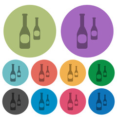 Two bottles with vignette color darker flat icons