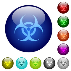 Biohazard sign color glass buttons