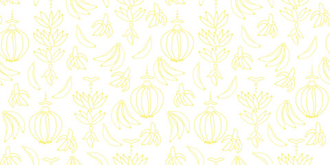 banana pattern vector.  bananas seamless illustration on white background