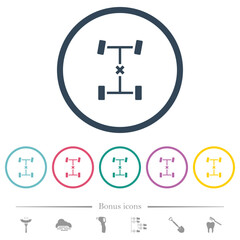 Central differential lock flat color icons in round outlines