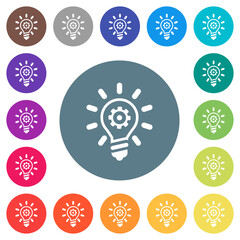 Innovation outline flat white icons on round color backgrounds