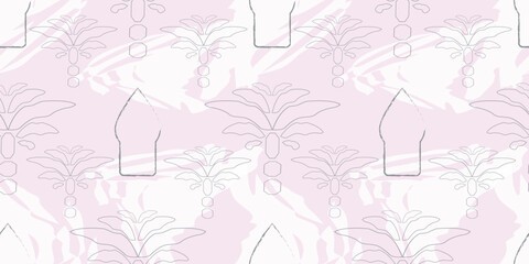 summer pattern vector. Abstract palm trees desert style on pink and white background for textile, fabric, packaging and gift design