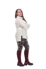 in full growth. attractive woman in casual clothes .