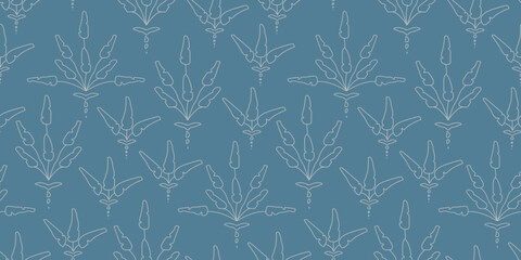 banana leaves pattern vector. Tropical seamless surface design on blue green background